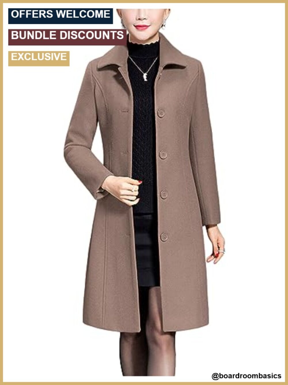 Wool Trench Coat Winter Long Thick Overcoat Slim Fit